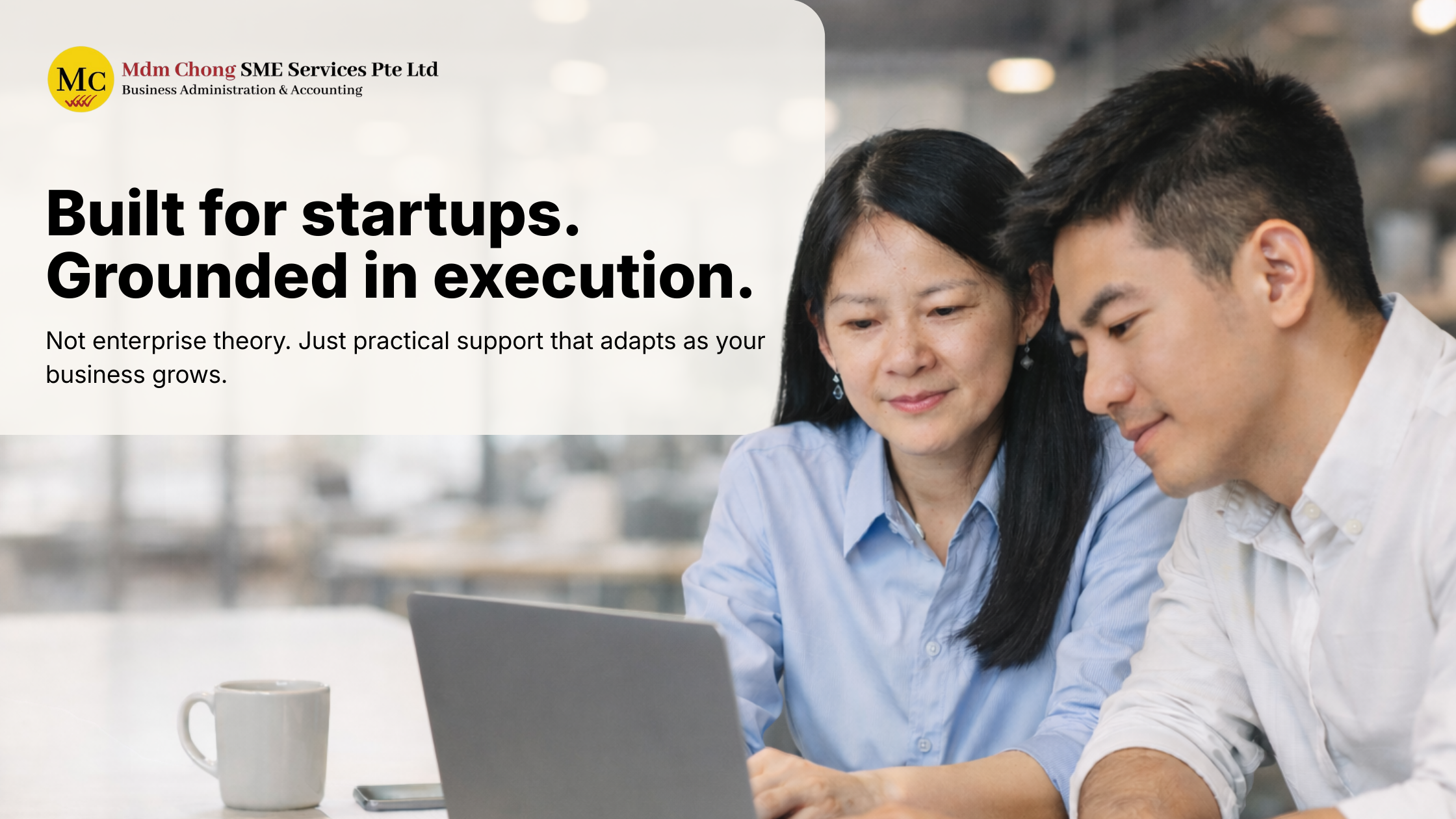 Startup team managing project execution, governance, and financial control with a business consultancy partner