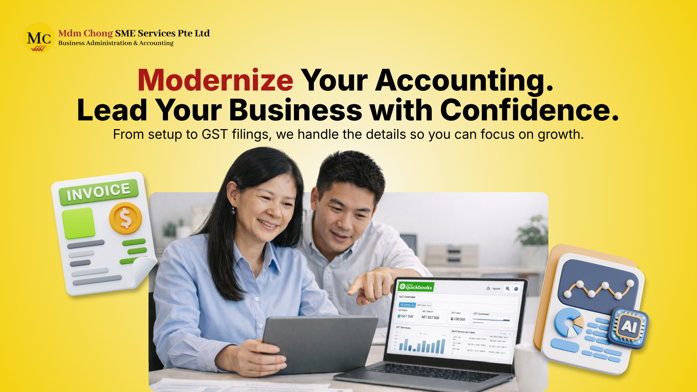 QuickBooks Online cloud accounting dashboard optimized for Singapore SMEs with AI automation and GST reporting in 2026